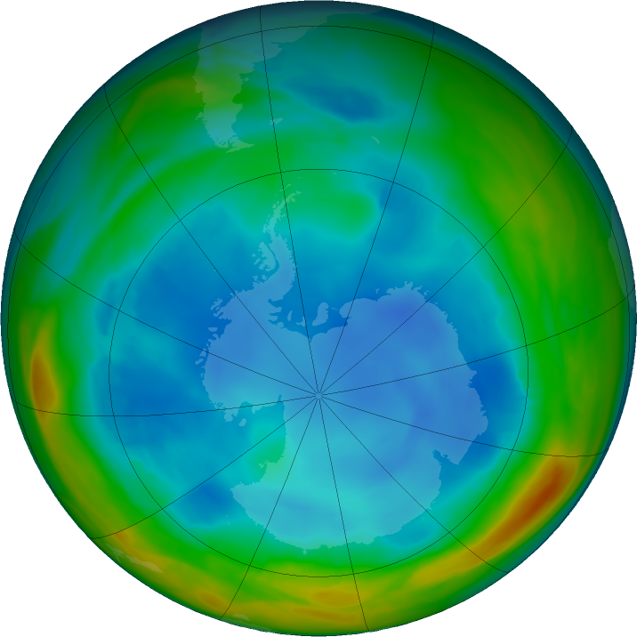 Antarctic ozone map for 21 July 2023